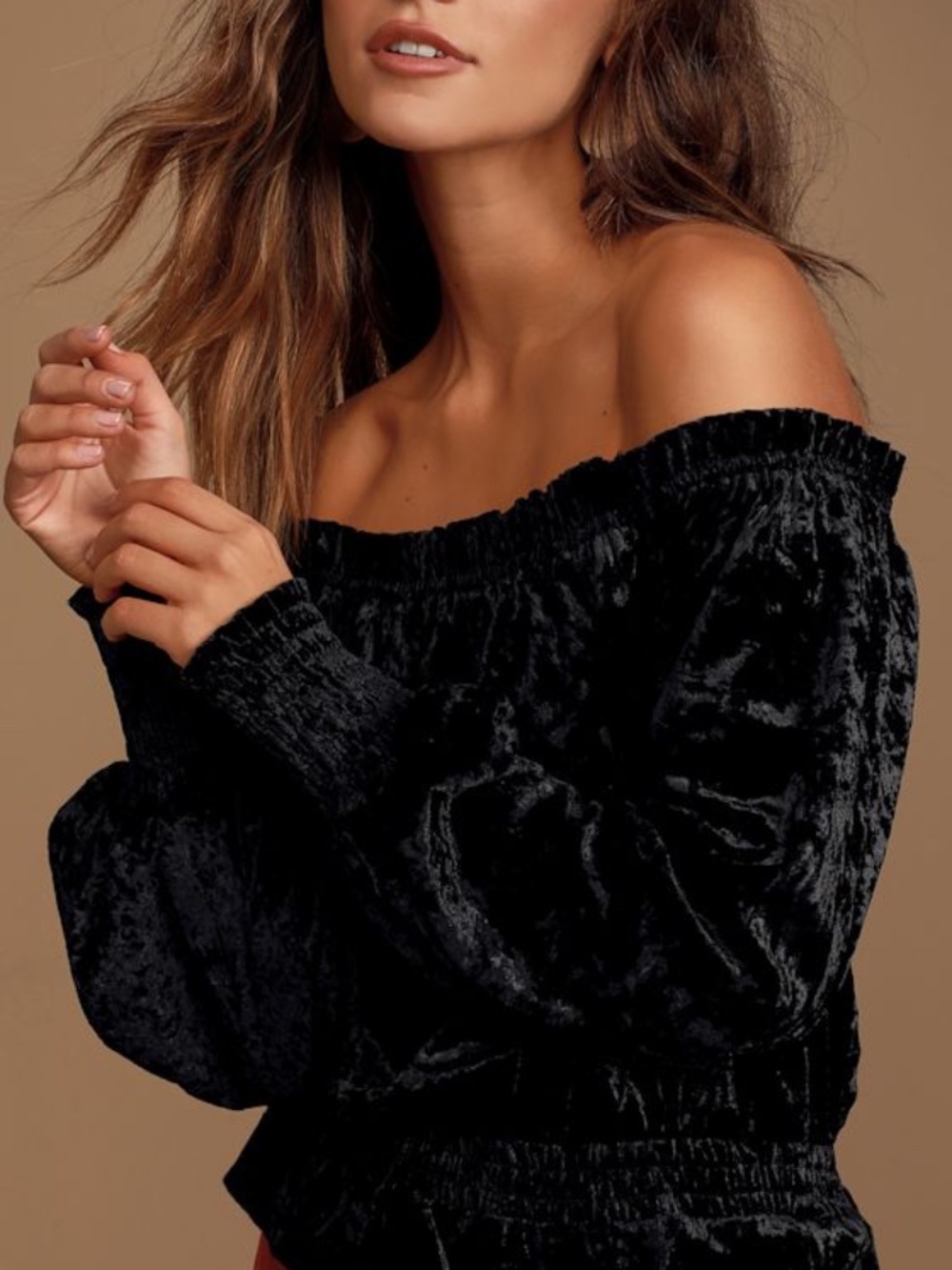 Lulus Favorite Memory Black Velvet Off-the-shoulder Top - Size S